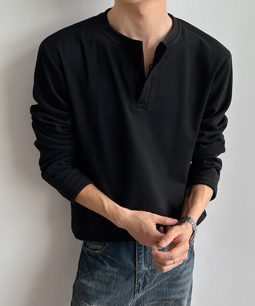 neos(ネオス)の「【neos】ルーズシルエット ヘンリーネック ロングスリーブ Tシャツ ユニセックス(Tシャツ/カットソー・メンズ・ワインレッド/ブラック/チャコールグレー/ホワイト・MEDIUM/X-LARGE/LARGE)」の18枚目の写真