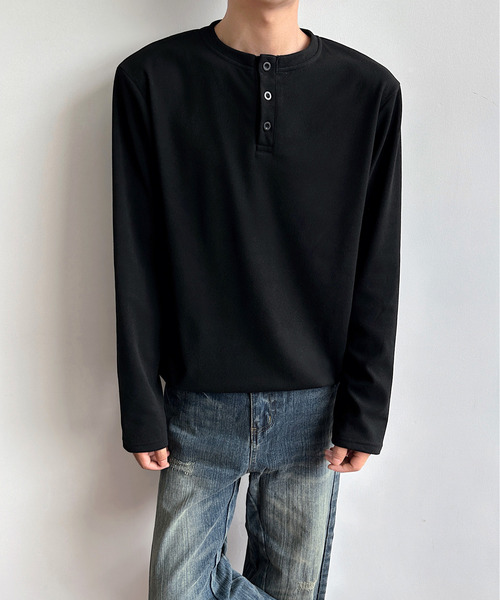 neos(ネオス)の「【neos】ルーズシルエット ヘンリーネック ロングスリーブ Tシャツ ユニセックス(Tシャツ/カットソー・メンズ・ワインレッド/ブラック/チャコールグレー/ホワイト・MEDIUM/X-LARGE/LARGE)」の19枚目の写真