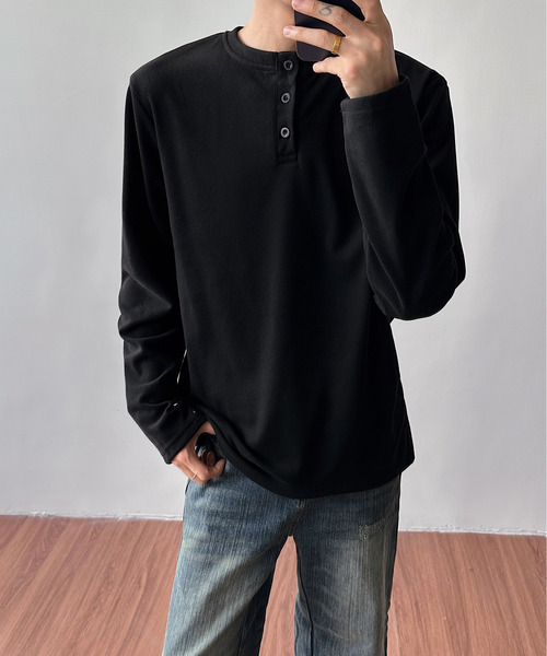 neos(ネオス)の「【neos】ルーズシルエット ヘンリーネック ロングスリーブ Tシャツ ユニセックス(Tシャツ/カットソー・メンズ・ワインレッド/ブラック/チャコールグレー/ホワイト・MEDIUM/X-LARGE/LARGE)」の21枚目の写真