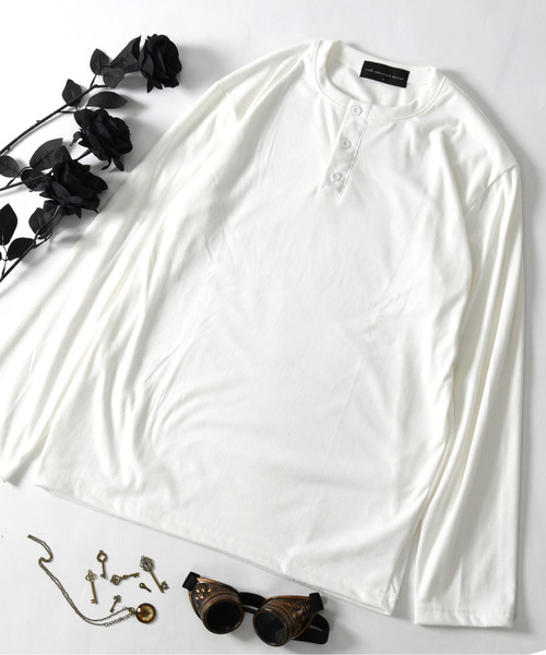 neos(ネオス)の「【neos】ルーズシルエット ヘンリーネック ロングスリーブ Tシャツ ユニセックス(Tシャツ/カットソー・メンズ・ワインレッド/ブラック/チャコールグレー/ホワイト・MEDIUM/X-LARGE/LARGE)」の5枚目の写真