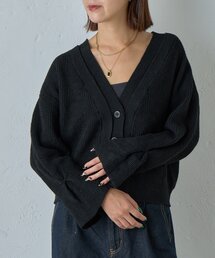 7G重ねリブＶネックカーディガン