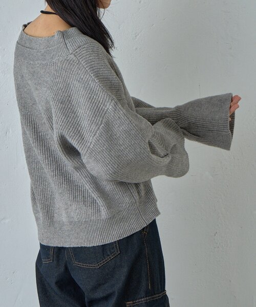 goocy（グーシー）の「7G重ねリブＶネックカーディガン（カーディガン/ボレロ・レディース・ブラック/グレー・FREE）」の20枚目の写真