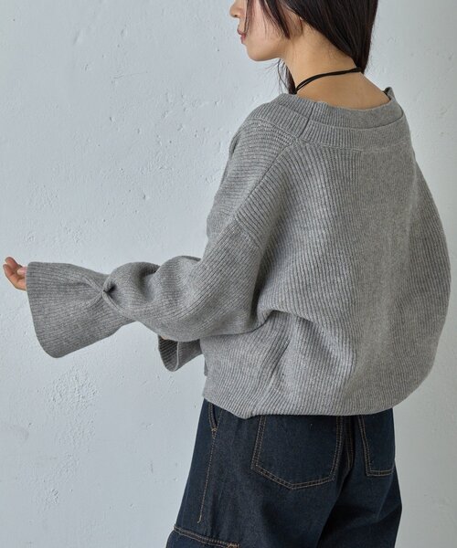 goocy（グーシー）の「7G重ねリブＶネックカーディガン（カーディガン/ボレロ・レディース・ブラック/グレー・FREE）」の21枚目の写真