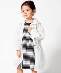 BeBe | ボーダーギャザーワンピース+シアータフタロングパーカーセット(セットアップ)