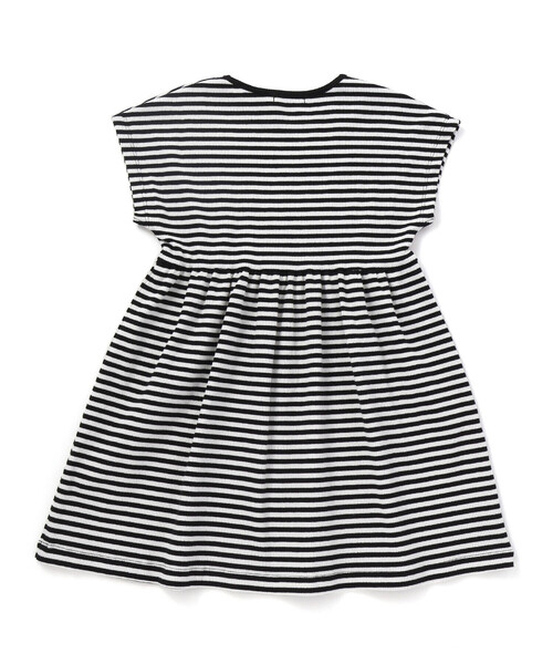 BeBe（ベベ）の「ボーダーギャザーワンピース+シアータフタロングパーカーセット（セットアップ・キッズ・ブルー/ホワイト・150cm/130cm/140cm）」の4枚目の写真