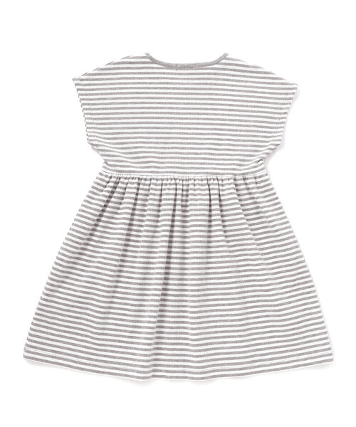 BeBe（ベベ）の「ボーダーギャザーワンピース+シアータフタロングパーカーセット（セットアップ・キッズ・ブルー/ホワイト・150cm/130cm/140cm）」の7枚目の写真