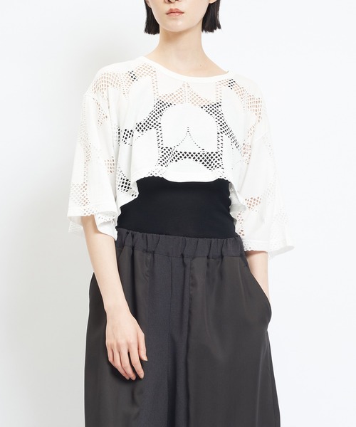 gomme（ゴム）の「ショートメッシュＴ（Tシャツ/カットソー・レディース・ブラック/ブラウン/ホワイト・MEDIUM）」の2枚目の写真
