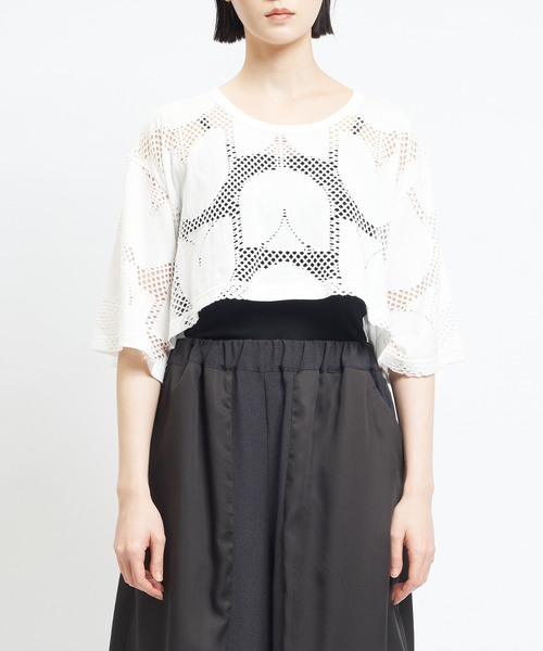 gomme（ゴム）の「ショートメッシュＴ（Tシャツ/カットソー・レディース・ブラック/ブラウン/ホワイト・MEDIUM）」の18枚目の写真