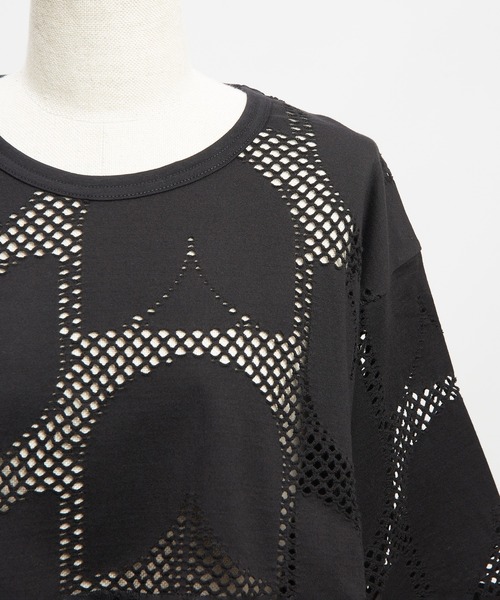 gomme（ゴム）の「ショートメッシュＴ（Tシャツ/カットソー・レディース・ブラック/ブラウン/ホワイト・MEDIUM）」の5枚目の写真