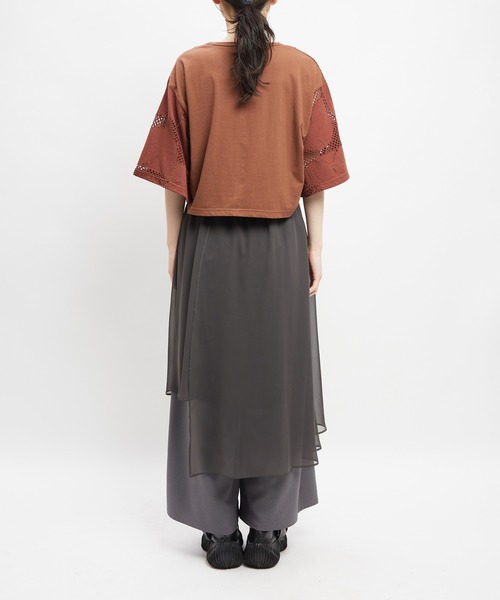 gomme（ゴム）の「ショートメッシュＴ（Tシャツ/カットソー・レディース・ブラック/ブラウン/ホワイト・MEDIUM）」の14枚目の写真