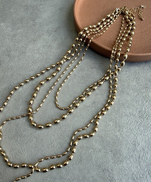 DouDou（ドゥドゥ）の「3連変形ボールチェーンネックレス（ネックレス・レディース・シルバー/ゴールド・FREE）」の9枚目の写真