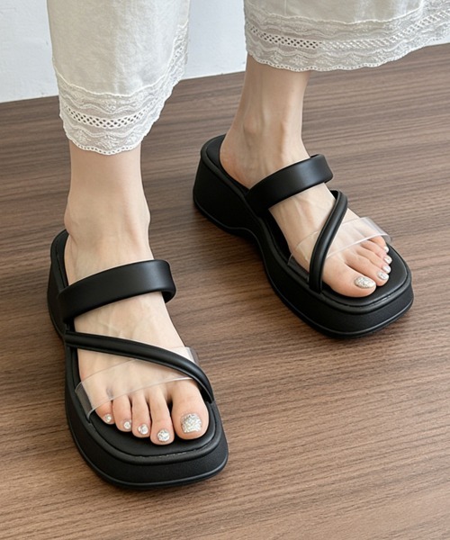 Miniministore(ミニミニストア)の「ストラップサンダル 異素材 レディース夏(サンダル・レディース・アイボリー/ブラック・24.5cm/24.0cm/22.5cm/23.5cm/23.0cm/25.0cm)」の4枚目の写真