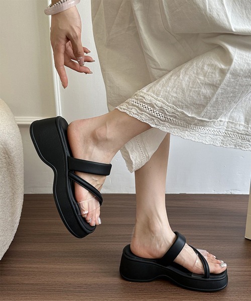Miniministore(ミニミニストア)の「ストラップサンダル 異素材 レディース夏(サンダル・レディース・アイボリー/ブラック・24.5cm/24.0cm/22.5cm/23.5cm/23.0cm/25.0cm)」の5枚目の写真