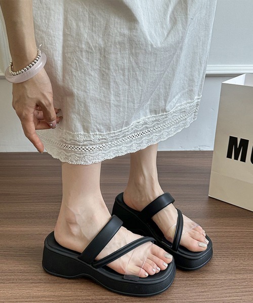 Miniministore(ミニミニストア)の「ストラップサンダル 異素材 レディース夏(サンダル・レディース・アイボリー/ブラック・24.5cm/24.0cm/22.5cm/23.5cm/23.0cm/25.0cm)」の6枚目の写真