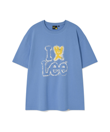 [ワキウィリー x Lee] アイキキリグラフィック半袖Tシャツブルー