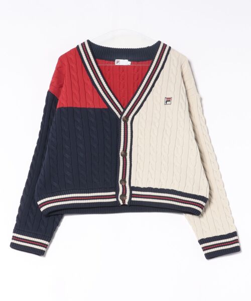 FILA(フィラ)の「《FILA》KNIT CARDIGAN(カーディガン/ボレロ・レディース・ベージュ/ネイビー・XL/L/M)」の1枚目の写真