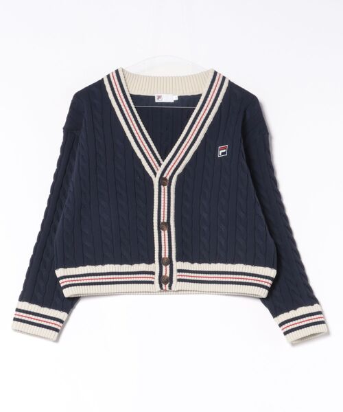 FILA(フィラ)の「《FILA》KNIT CARDIGAN(カーディガン/ボレロ・レディース・ベージュ/ネイビー・XL/L/M)」の2枚目の写真