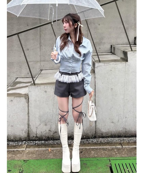 Darich(ダーリッチ)の「レースドッキングリボンショートパンツ(その他パンツ・レディース・ブラック/アイボリー/グレー・M/S)」の21枚目の写真