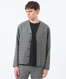 MACKINTOSH PHILOSOPHY（マッキントッシュ フィロソフィー）の「テーラードジャージー ノーカラーカーディガン 杢カラミストレッチ チェック（ノーカラージャケット）」