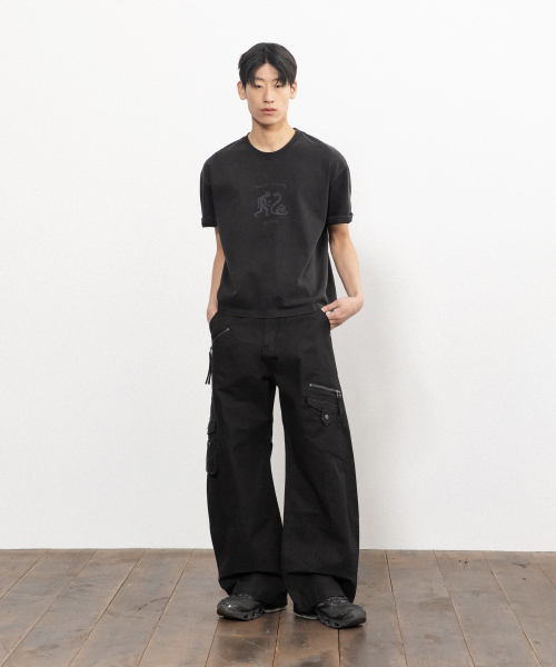 BEGIN202（ビギン202）の「[3カラー] ミョドク クロップTシャツ（Tシャツ/カットソー・メンズ・ブラック/グレー/チャコール・1/2/3）」の4枚目の写真