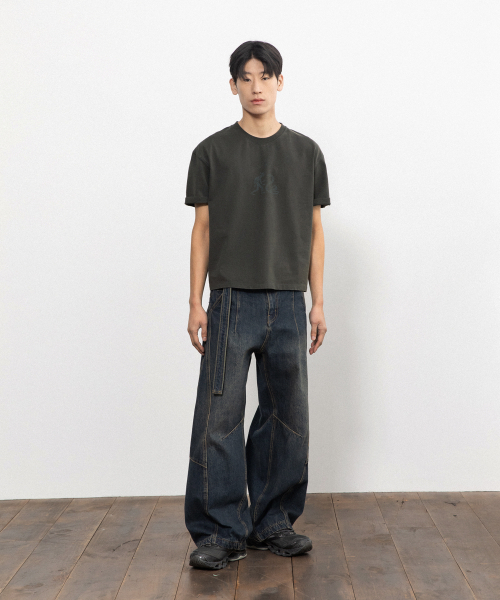 BEGIN202（ビギン202）の「[3カラー] ミョドク クロップTシャツ（Tシャツ/カットソー・メンズ・ブラック/グレー/チャコール・1/2/3）」の5枚目の写真