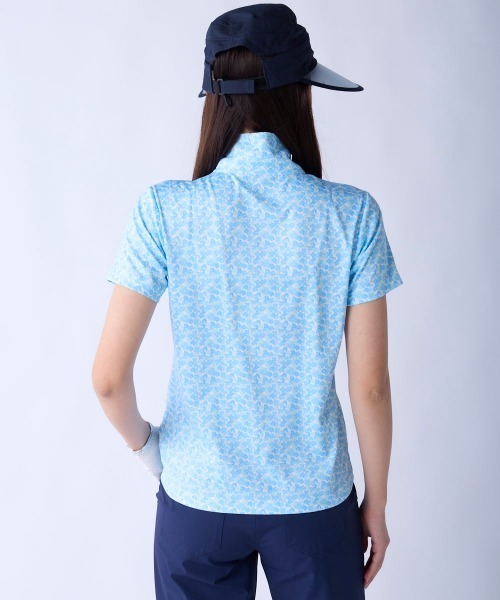 marie claire(マリ・クレール)の「【marie claire:マリ.クレール】レディースハーフジップ半袖シャツ 接触冷感 吸汗速乾 ゴルフ(シャツ/ブラウス・レディース・ブルー/イエロー/ピンク・XX-LARGE/X-LARGE/LARGE/MEDIUM)」の8枚目の写真