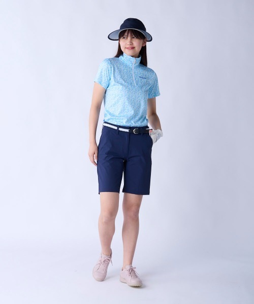 marie claire(マリ・クレール)の「【marie claire:マリ.クレール】レディースハーフジップ半袖シャツ 接触冷感 吸汗速乾 ゴルフ(シャツ/ブラウス・レディース・ブルー/イエロー/ピンク・XX-LARGE/X-LARGE/LARGE/MEDIUM)」の11枚目の写真