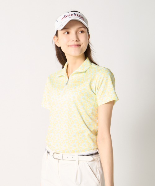 marie claire(マリ・クレール)の「【marie claire:マリ.クレール】レディースハーフジップ半袖シャツ 接触冷感 吸汗速乾 ゴルフ(シャツ/ブラウス・レディース・ブルー/イエロー/ピンク・XX-LARGE/X-LARGE/LARGE/MEDIUM)」の20枚目の写真