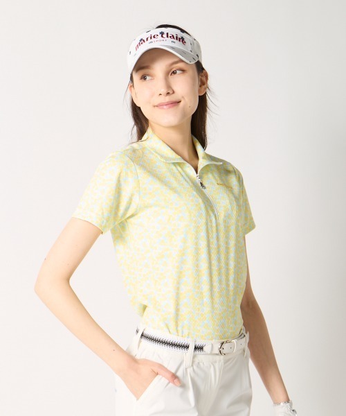 marie claire(マリ・クレール)の「【marie claire:マリ.クレール】レディースハーフジップ半袖シャツ 接触冷感 吸汗速乾 ゴルフ(シャツ/ブラウス・レディース・ブルー/イエロー/ピンク・XX-LARGE/X-LARGE/LARGE/MEDIUM)」の21枚目の写真
