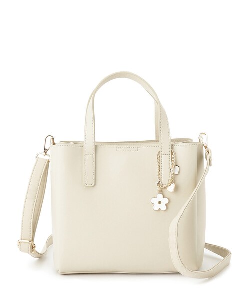ITS'DEMO（イッツデモ）の「フラワーチャーム付2WAYトート（ハンドバッグ・レディース・サックスブルー/アイボリー・00）」の3枚目の写真