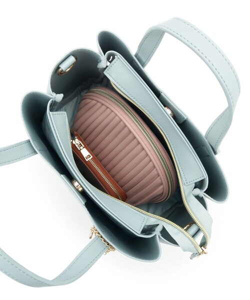 ITS'DEMO（イッツデモ）の「フラワーチャーム付2WAYトート（ハンドバッグ・レディース・サックスブルー/アイボリー・00）」の17枚目の写真