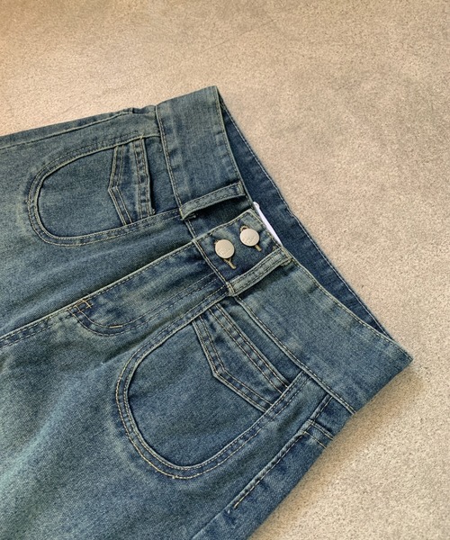 Teem Store(チームストア)の「ダブルボタンハイウエストワイドデニムパンツ(デニムパンツ・レディース・ダークブルー/ブルー/ブラック/チャコール・M/S)」の16枚目の写真