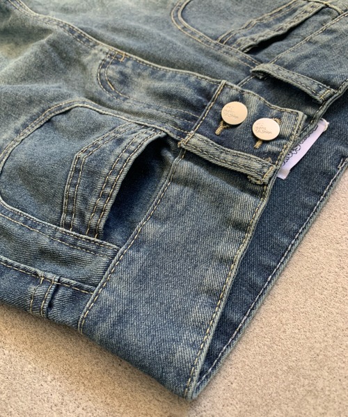 Teem Store(チームストア)の「ダブルボタンハイウエストワイドデニムパンツ(デニムパンツ・レディース・ダークブルー/ブルー/ブラック/チャコール・M/S)」の17枚目の写真