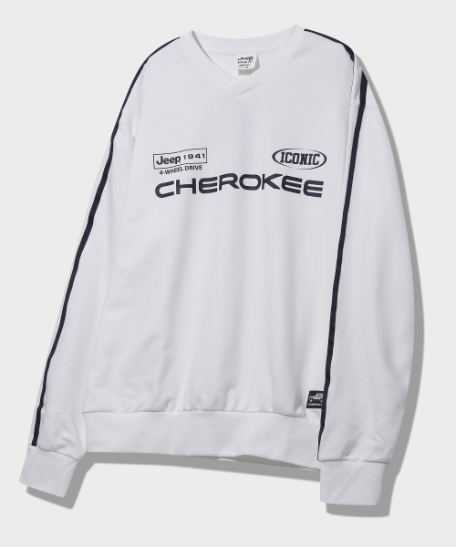 JEEP(ジープ)の「チェロキー レーシング Vネック スウェット (JP5TSU827WH)(スウェット・レディース・その他・LARGE/MEDIUM/SMALL/X-LARGE)」の1枚目の写真