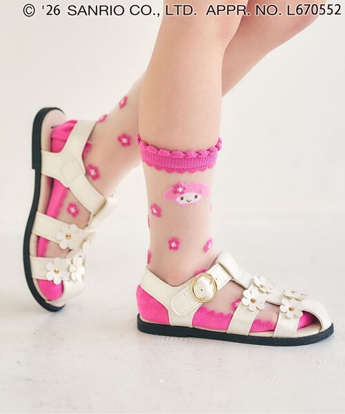 sanrio(サンリオ)の「【サンリオキャラクターズ】シースルーフラワーソックス(ソックス/靴下・キッズ・サックスブルー/パープル/ピンク/レッド・12/15 /18/21)」の3枚目の写真