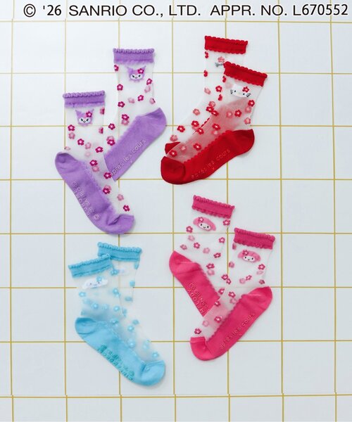 sanrio(サンリオ)の「【サンリオキャラクターズ】シースルーフラワーソックス(ソックス/靴下・キッズ・サックスブルー/パープル/ピンク/レッド・12/15 /18/21)」の6枚目の写真
