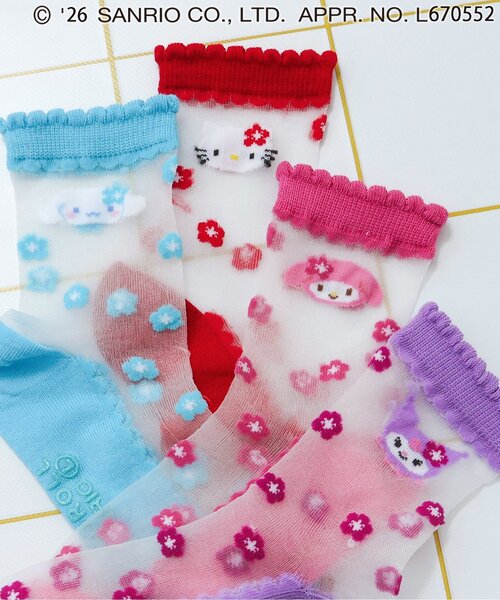 sanrio(サンリオ)の「【サンリオキャラクターズ】シースルーフラワーソックス(ソックス/靴下・キッズ・サックスブルー/パープル/ピンク/レッド・12/15 /18/21)」の7枚目の写真