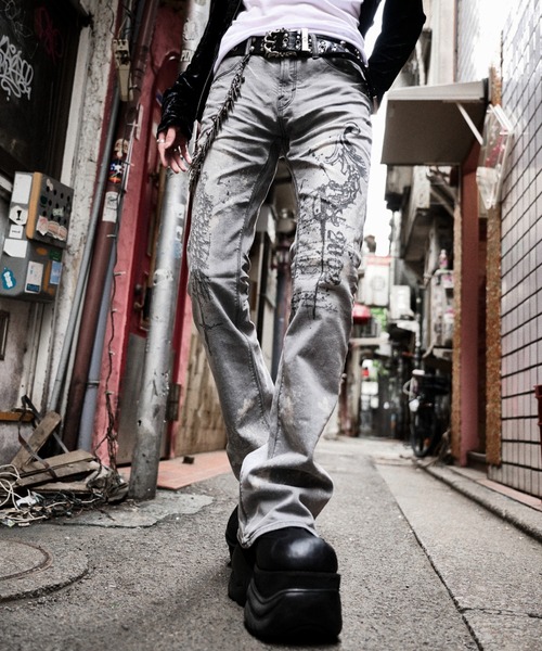 FUGA(フーガ)の「『FUGA/フーガ』FUGA × 2002 Print Flare Demin Pants(デニムパンツ・メンズ・グレー・S/M/L)」の15枚目の写真