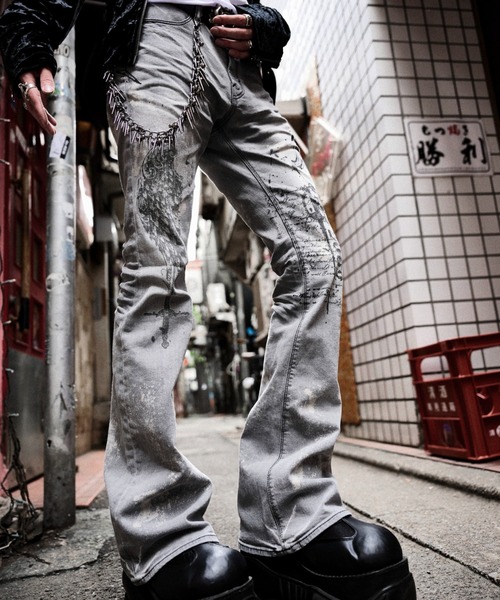 FUGA(フーガ)の「『FUGA/フーガ』FUGA × 2002 Print Flare Demin Pants(デニムパンツ・メンズ・グレー・S/M/L)」の18枚目の写真