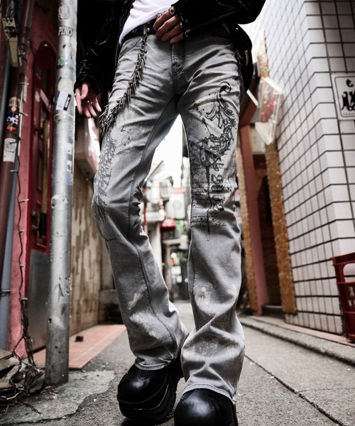 FUGA(フーガ)の「『FUGA/フーガ』FUGA × 2002 Print Flare Demin Pants(デニムパンツ・メンズ・グレー・S/M/L)」の20枚目の写真