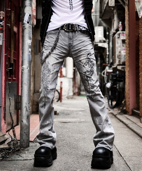 FUGA(フーガ)の「『FUGA/フーガ』FUGA × 2002 Print Flare Demin Pants(デニムパンツ・メンズ・グレー・S/M/L)」の14枚目の写真