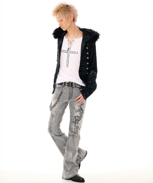 FUGA(フーガ)の「『FUGA/フーガ』FUGA × 2002 Print Flare Demin Pants(デニムパンツ・メンズ・グレー・S/M/L)」の8枚目の写真