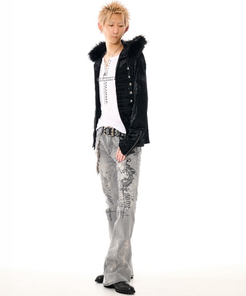 FUGA(フーガ)の「『FUGA/フーガ』FUGA × 2002 Print Flare Demin Pants(デニムパンツ・メンズ・グレー・S/M/L)」の9枚目の写真