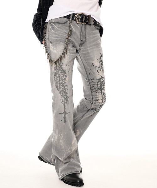 FUGA(フーガ)の「『FUGA/フーガ』FUGA × 2002 Print Flare Demin Pants(デニムパンツ・メンズ・グレー・S/M/L)」の3枚目の写真