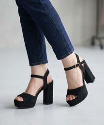 ARCADE（アーケード）の「チャンキーヒール ストラップ プラットフォームサンダル パンプス 黒（パンプス）」