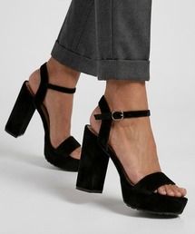 ARCADE（アーケード）の「チャンキーヒール ストラップ プラットフォームサンダル パンプス 黒（パンプス）」