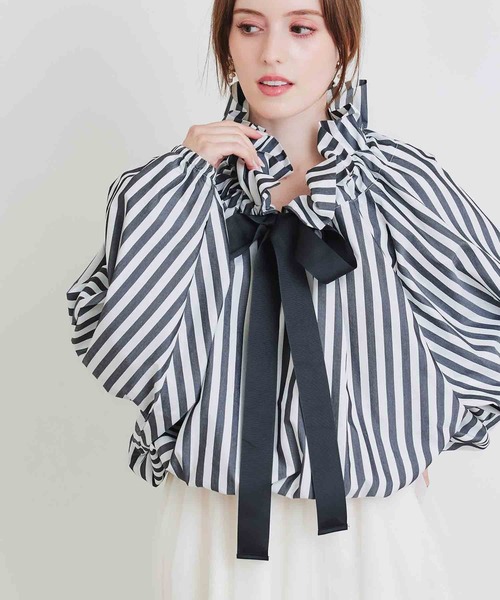 PICCIN(ピッチン)の「ザビエル太ストライプブラウス(シャツ/ブラウス・レディース・ブラック系その他/ブルー系その他・M)」の3枚目の写真