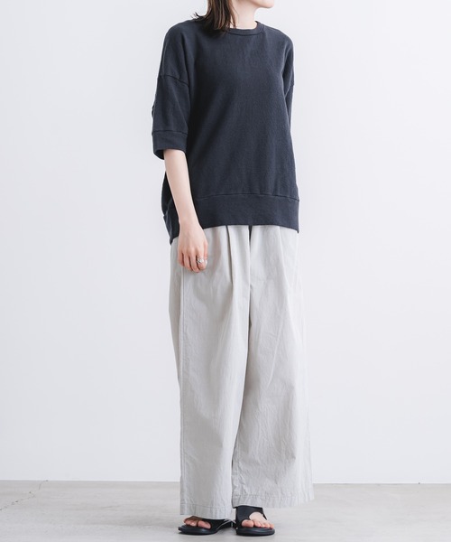 quadro(クオドロ)の「フ゛ロックニット5分袖クルーネック(Tシャツ/カットソー・レディース・ブラック/ブルーグレー/オフホワイト・FREE)」の15枚目の写真