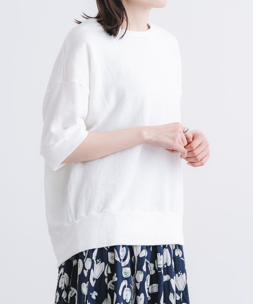 quadro(クオドロ)の「フ゛ロックニット5分袖クルーネック(Tシャツ/カットソー・レディース・ブラック/ブルーグレー/オフホワイト・FREE)」の9枚目の写真