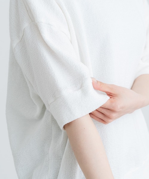 quadro(クオドロ)の「フ゛ロックニット5分袖クルーネック(Tシャツ/カットソー・レディース・ブラック/ブルーグレー/オフホワイト・FREE)」の6枚目の写真